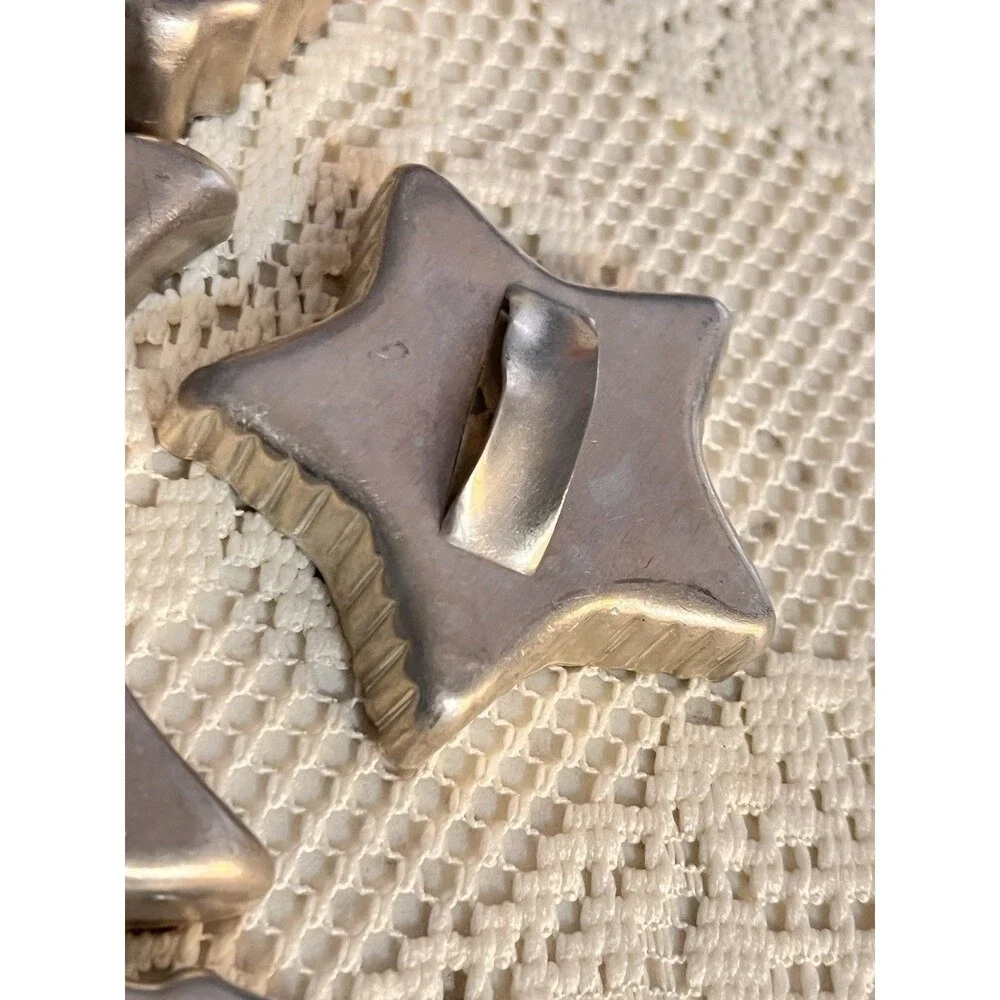 Vintage Aluminum Christmas Cookie Cutter Set Santa Tree Heart Moon Star 5 Pc